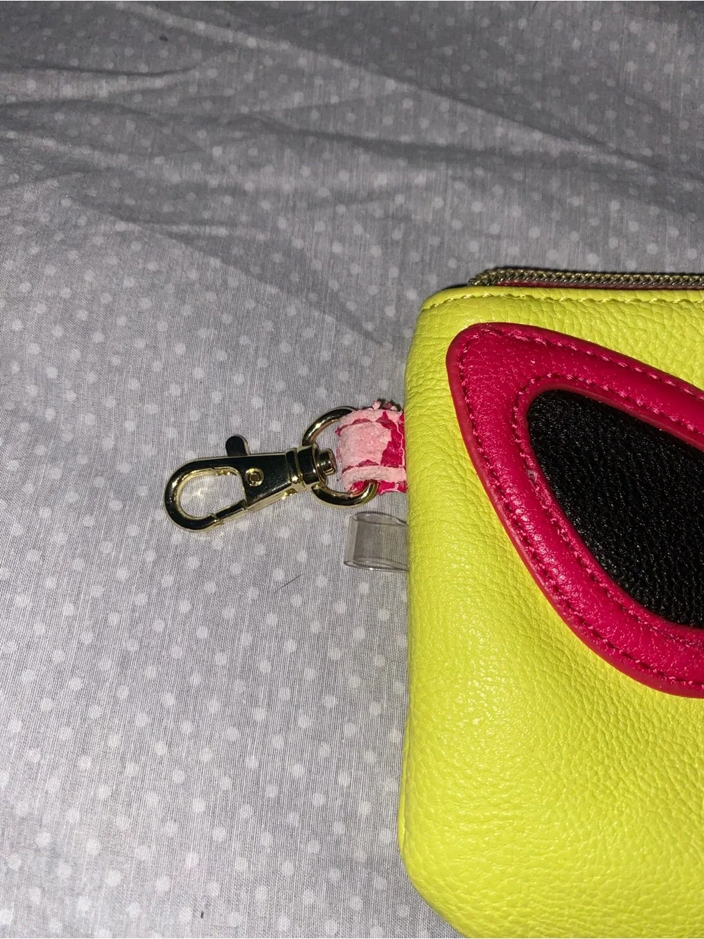 Bright Yellow Coin Purse with Pink Sunglasses Appliqué